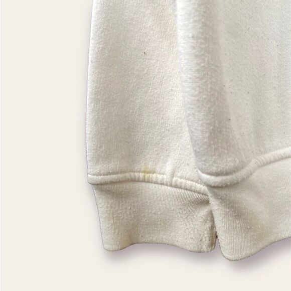 Vintage Off-White Crewneck Sweatshirt, Floral Embroidery, Notch Neck, Comfy - Picture 5 of 8